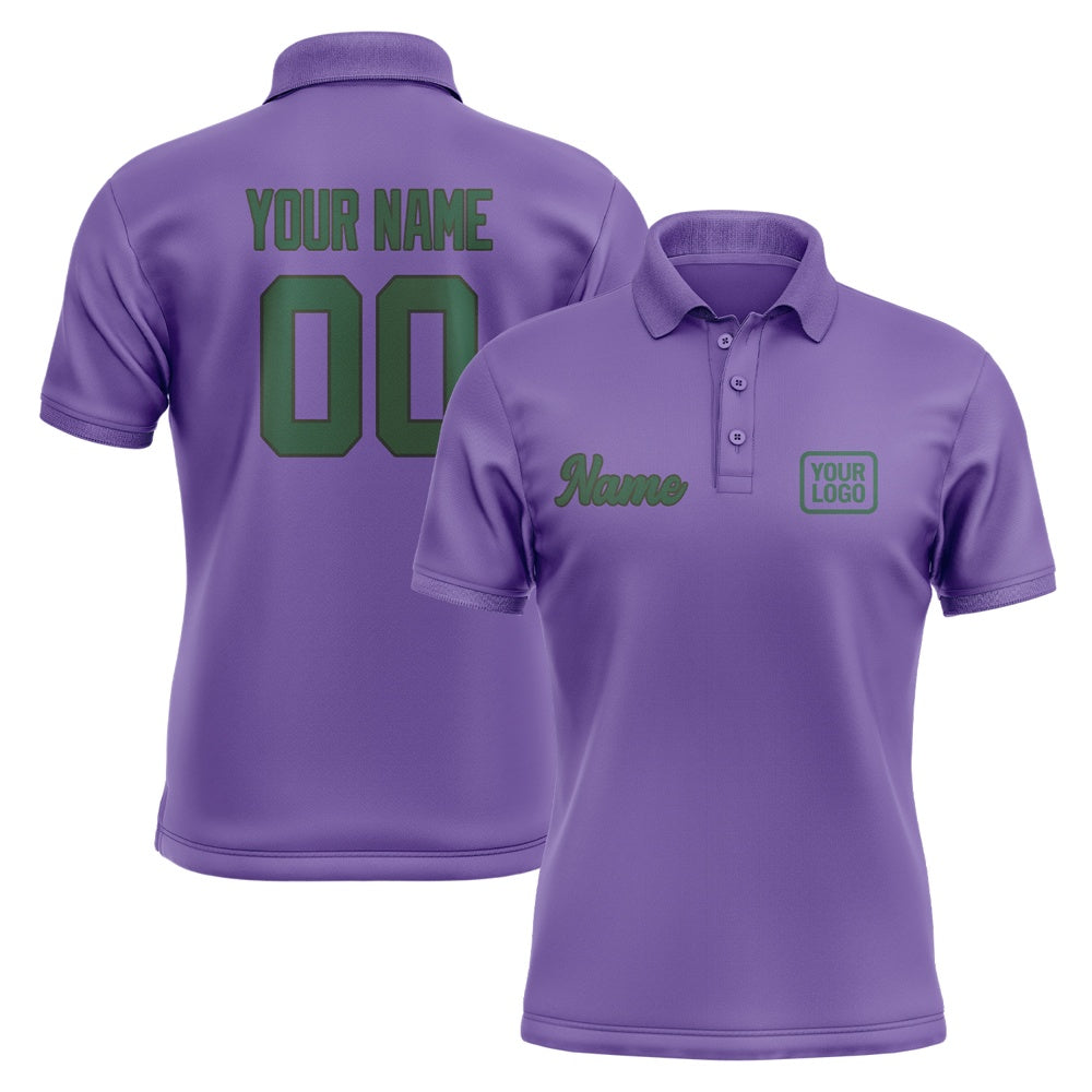 Custom Light Purple Green Short-Sleeve Polo Shirt
