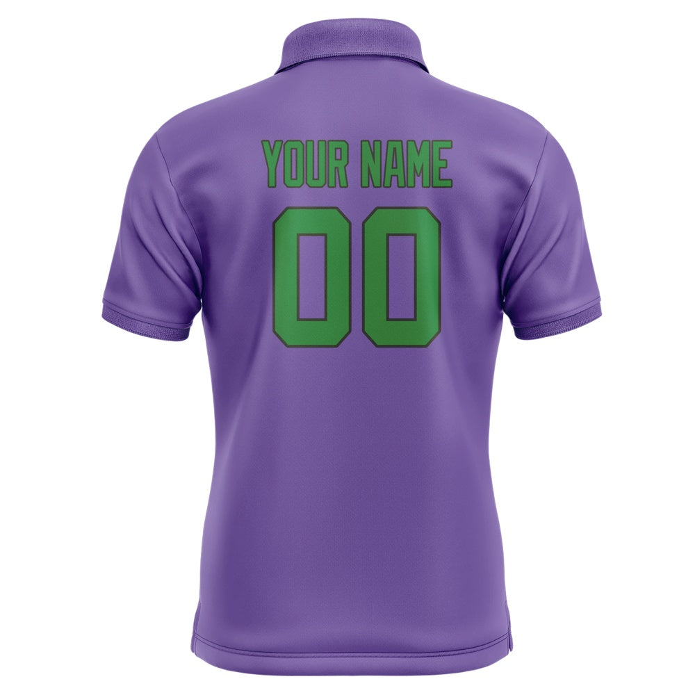 Custom Light Purple Emerald Green Short-Sleeve Polo Shirt