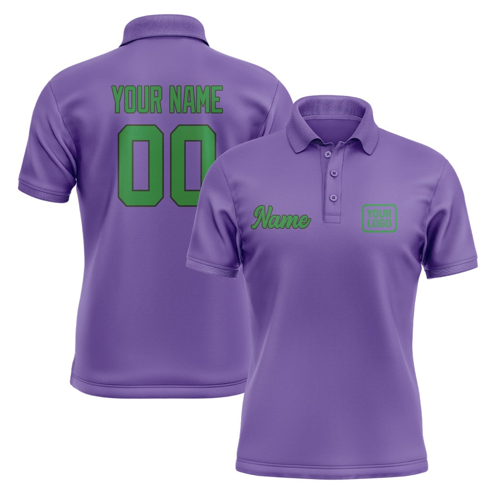 Custom Light Purple Emerald Green Short-Sleeve Polo Shirt