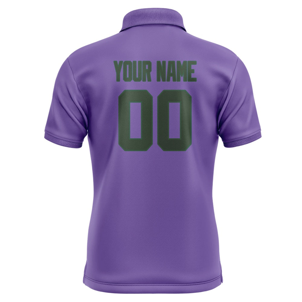 Custom Light Purple Dark Green Short-Sleeve Polo Shirt