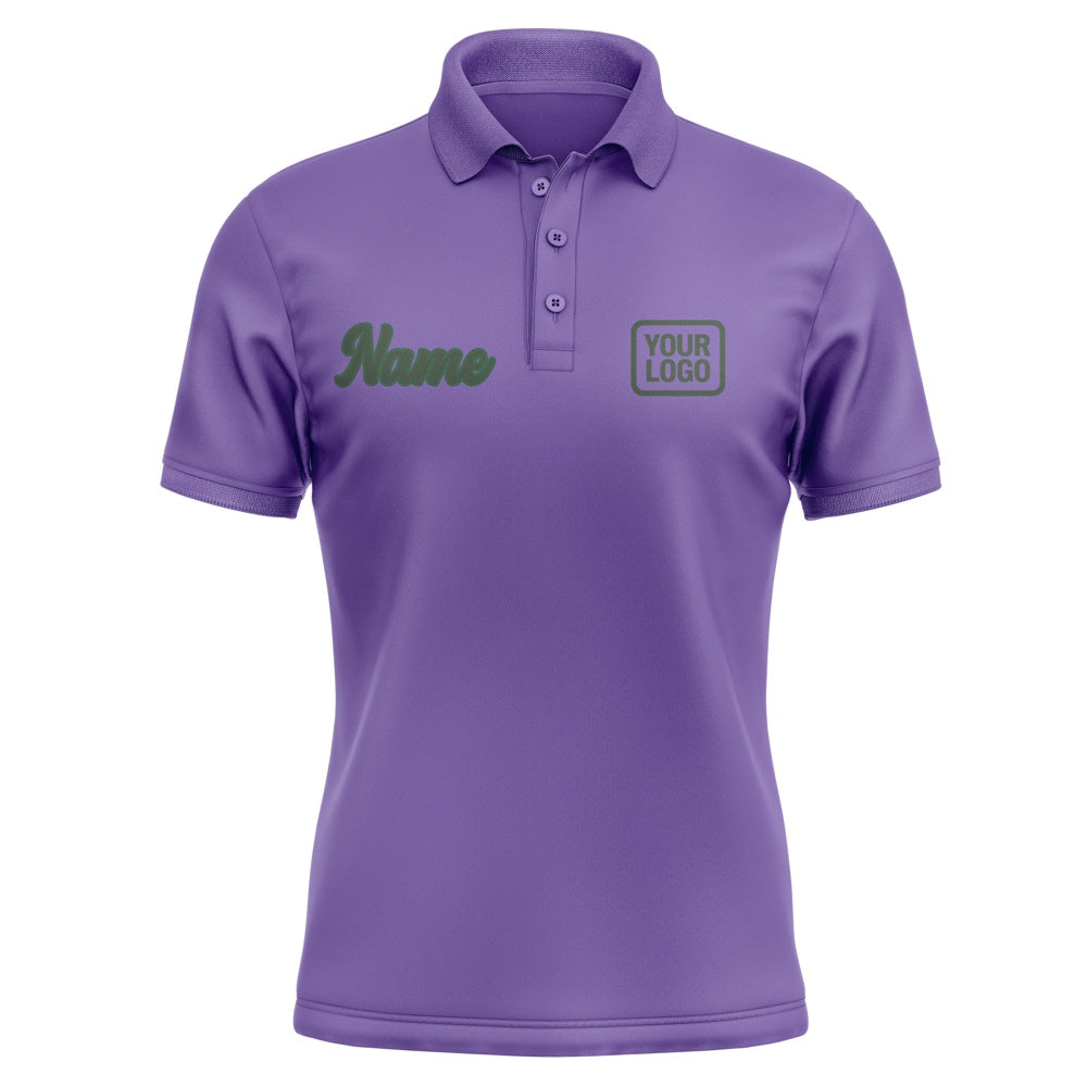 Custom Light Purple Dark Green Short-Sleeve Polo Shirt