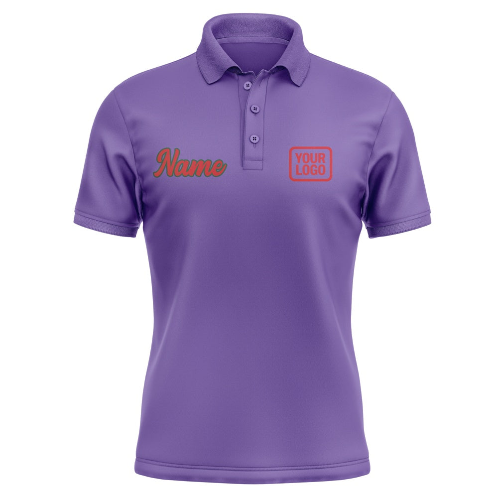 Custom Light Purple Red Short-Sleeve Polo Shirt