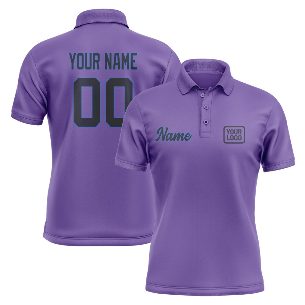 Custom Light Purple Navy Short-Sleeve Polo Shirt