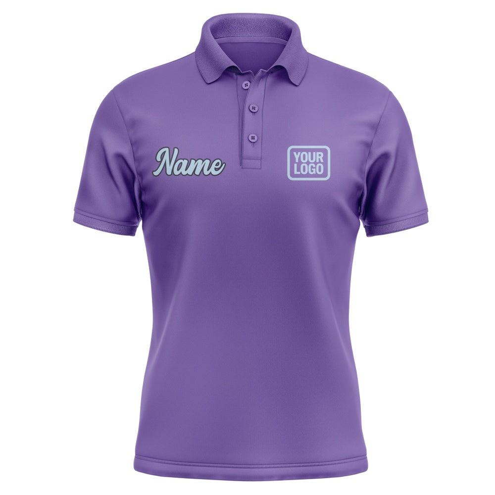 Custom Light Purple Light Blue Short-Sleeve Polo Shirt
