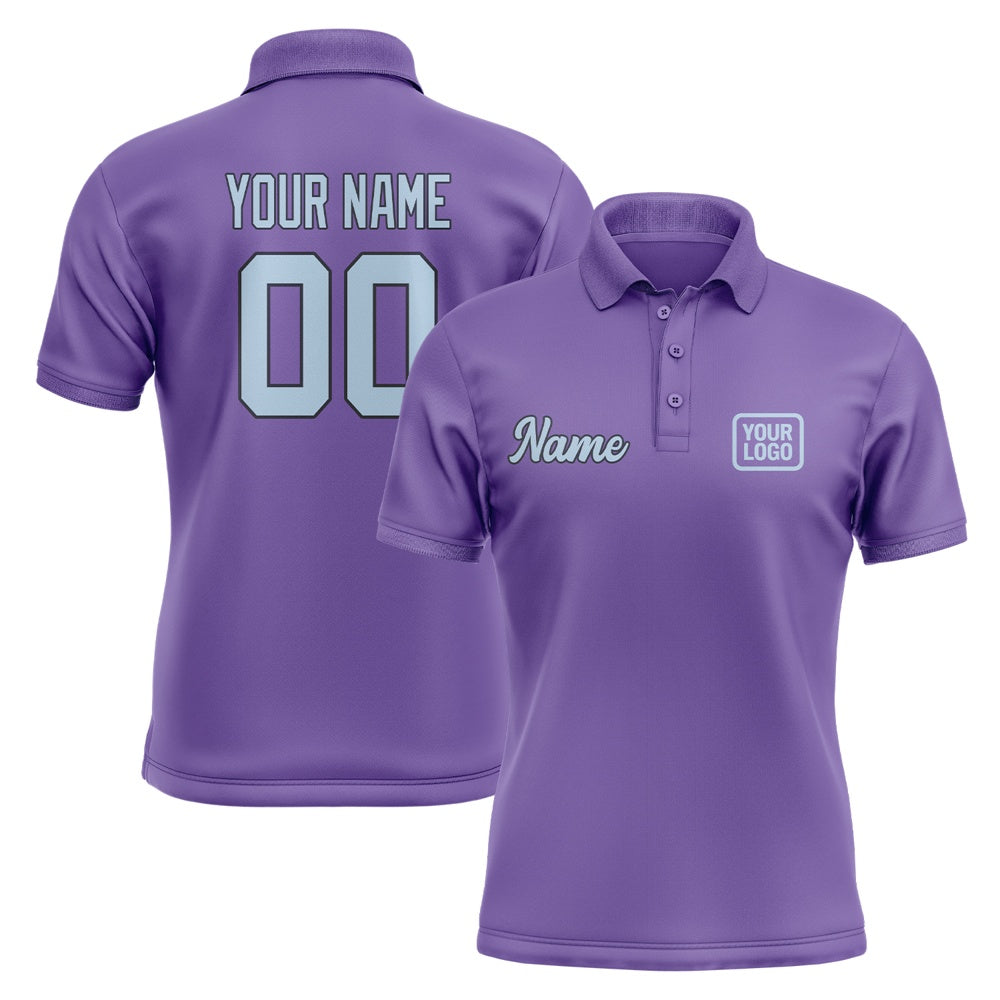 Custom Light Purple Light Blue Short-Sleeve Polo Shirt