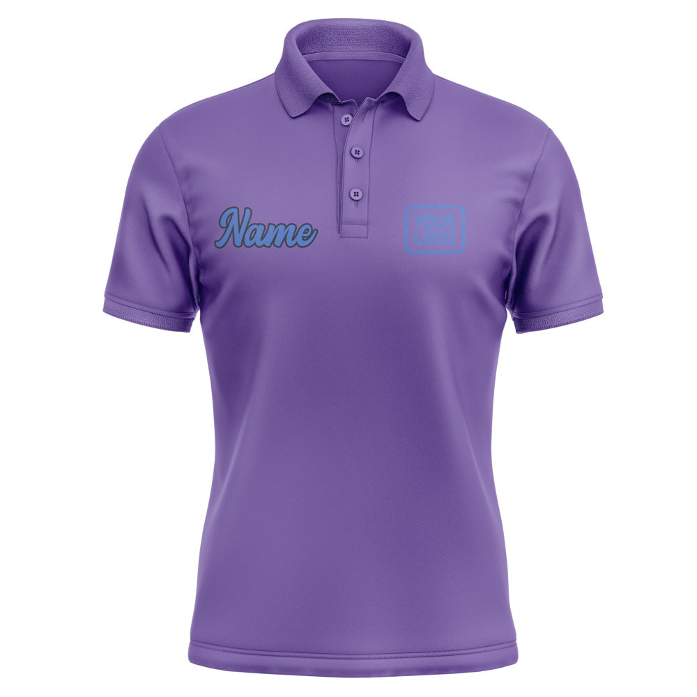 Custom Light Purple Sky Blue Short-Sleeve Polo Shirt