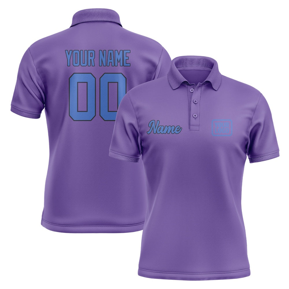 Custom Light Purple Sky Blue Short-Sleeve Polo Shirt