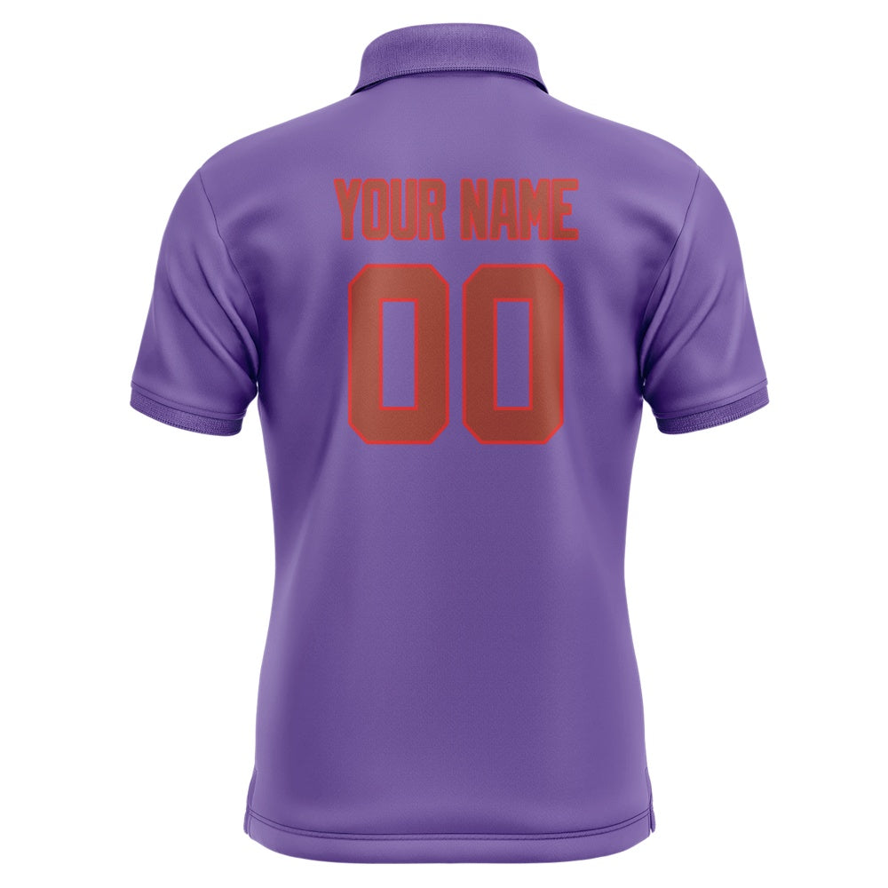 Custom Light Purple Coral Red Short-Sleeve Polo Shirt