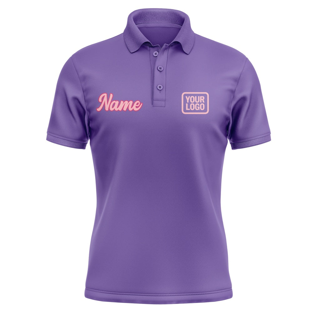 Custom Light Purple Light Pink Short-Sleeve Polo Shirt