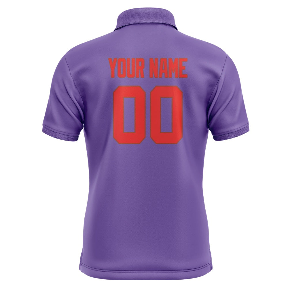 Custom Light Purple Orange Red Short-Sleeve Polo Shirt