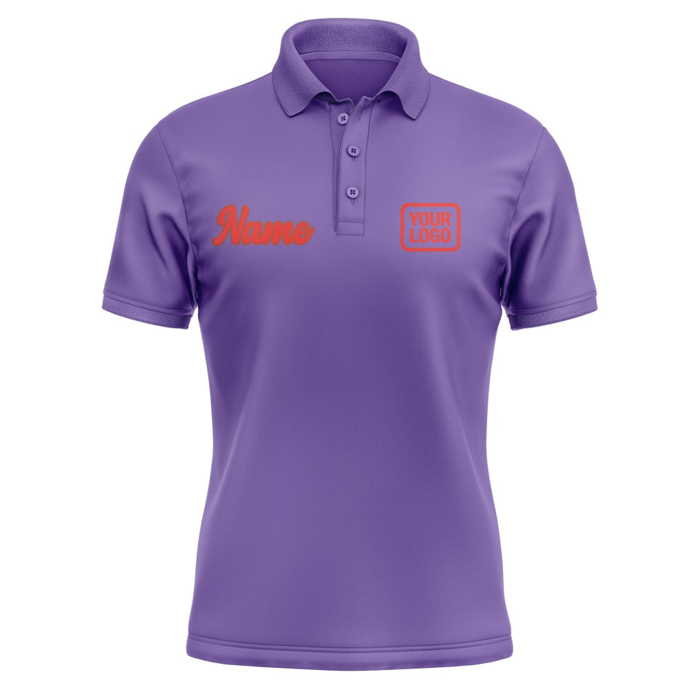 Custom Light Purple Orange Red Short-Sleeve Polo Shirt
