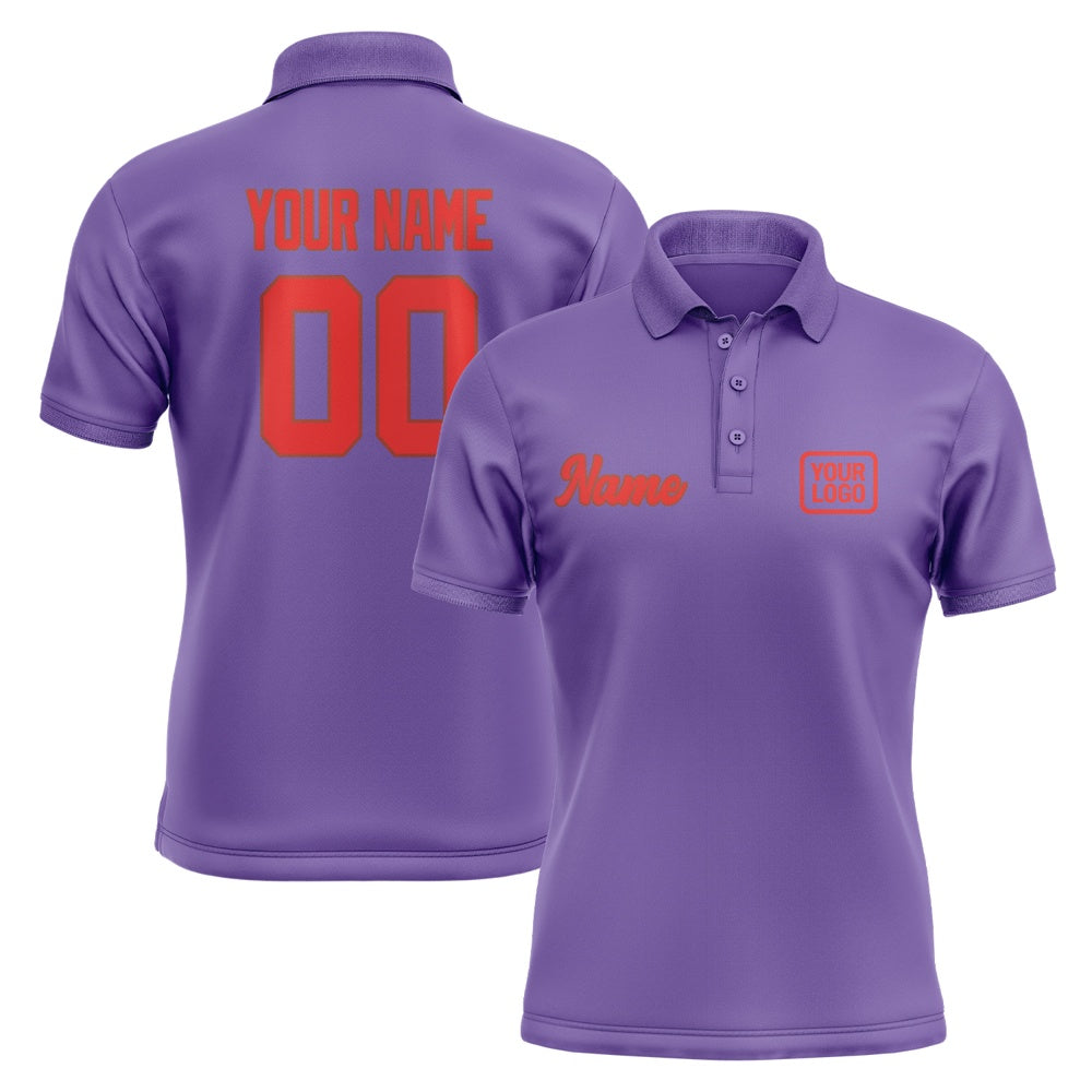 Custom Light Purple Orange Red Short-Sleeve Polo Shirt