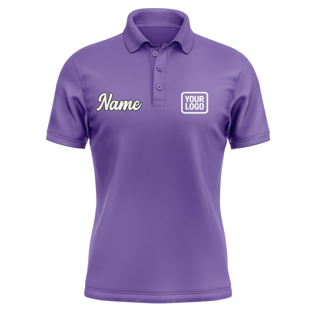 Custom Light Purple Cream Short-Sleeve Polo Shirt