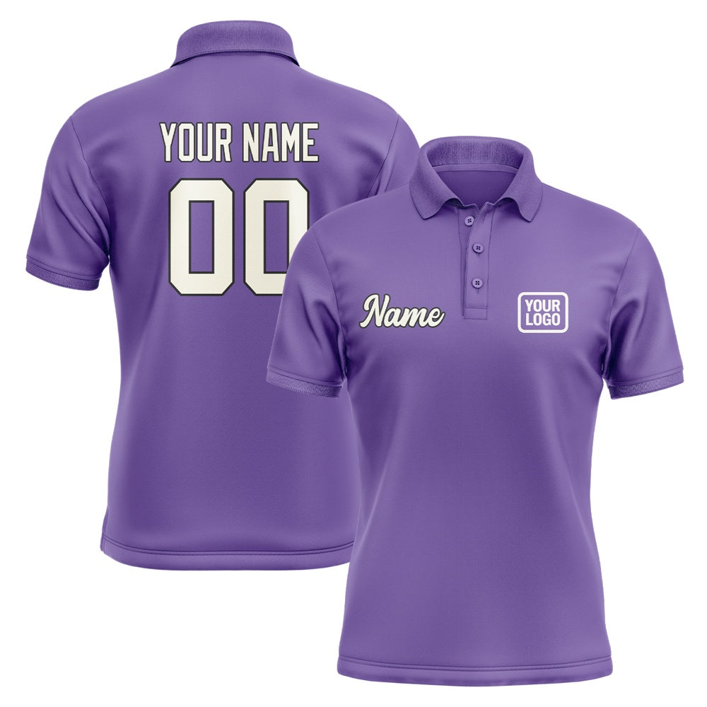 Custom Light Purple Cream Short-Sleeve Polo Shirt