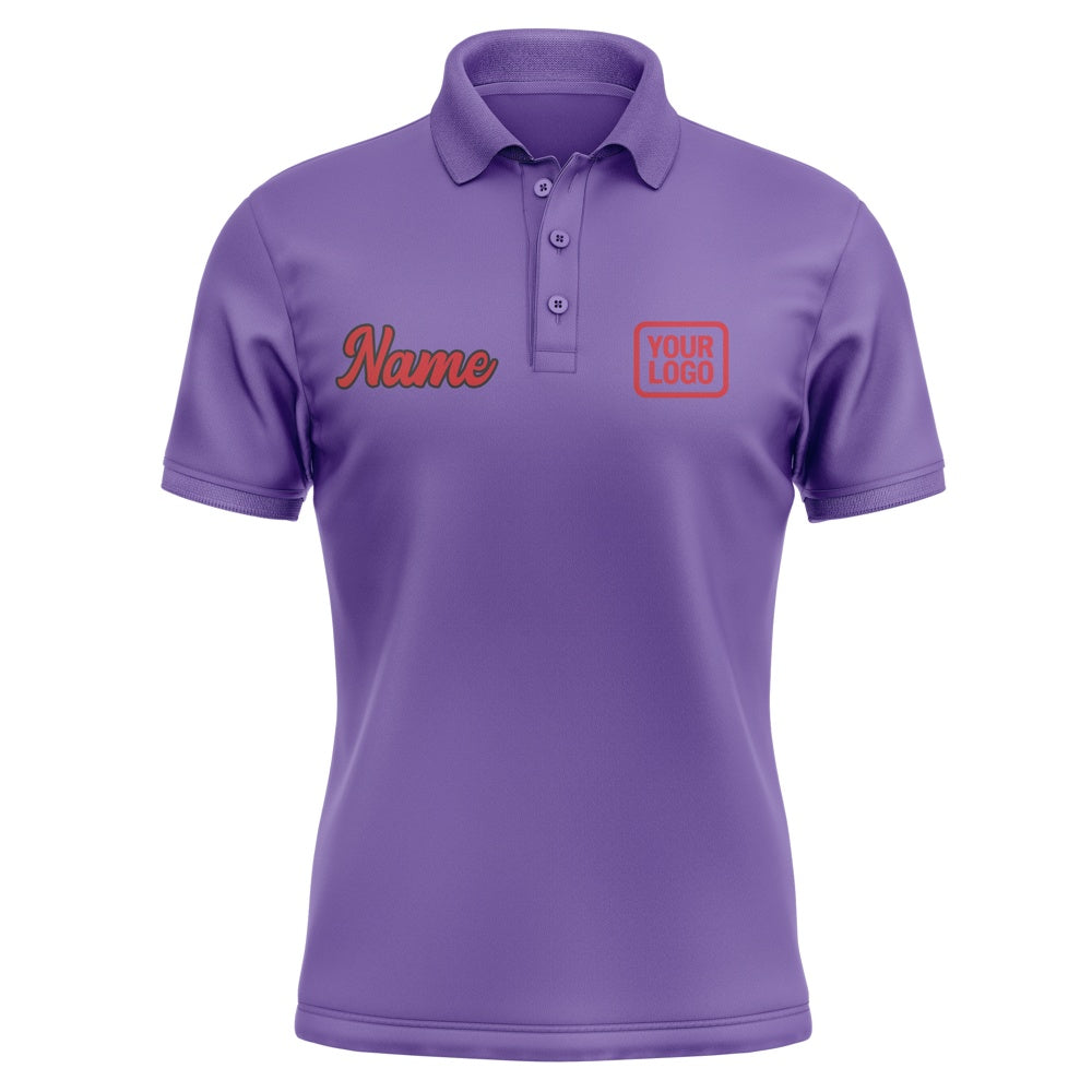 Custom Light Purple Red Short-Sleeve Polo Shirt