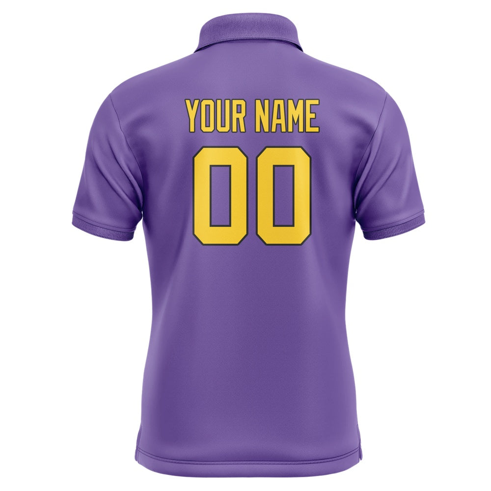 Custom Light Purple Gold Short-Sleeve Polo Shirt