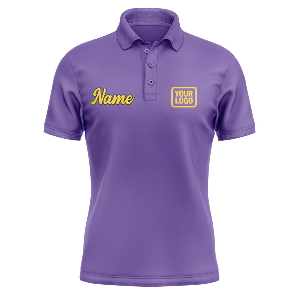 Custom Light Purple Gold Short-Sleeve Polo Shirt