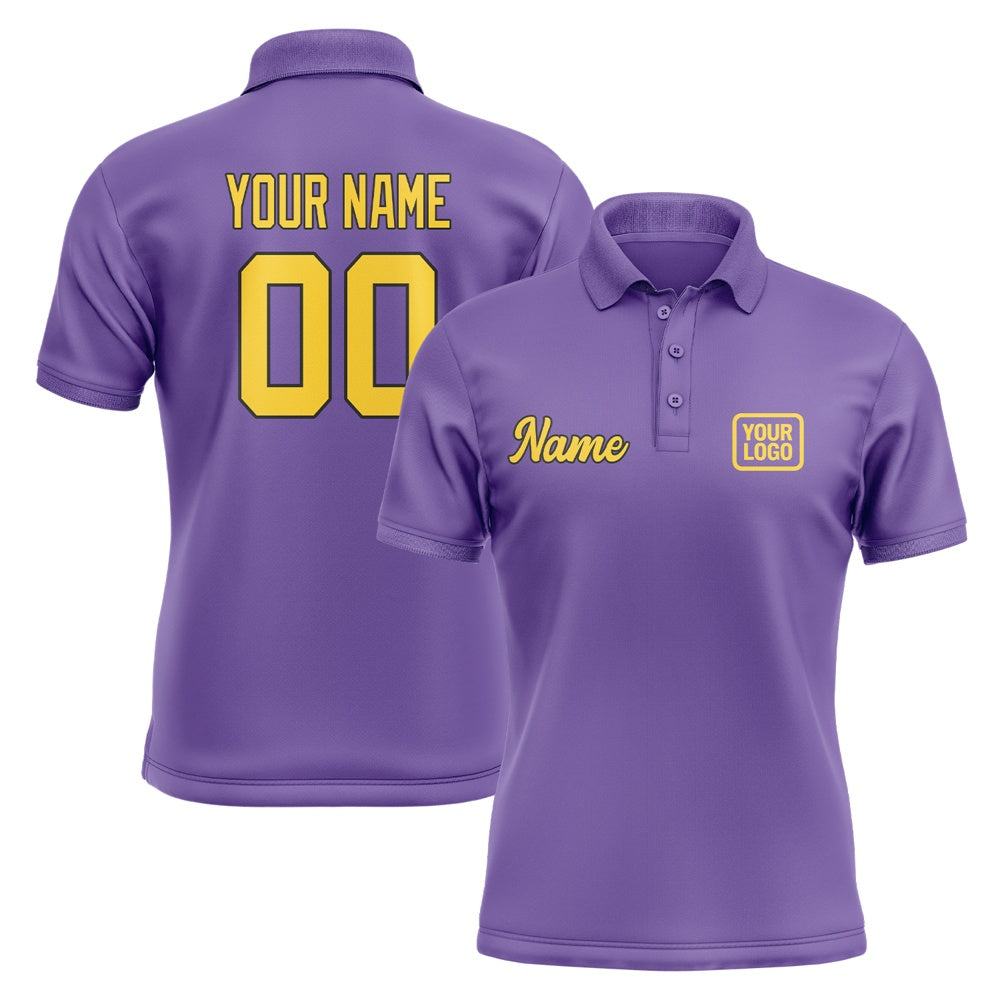 Custom Light Purple Gold Short-Sleeve Polo Shirt