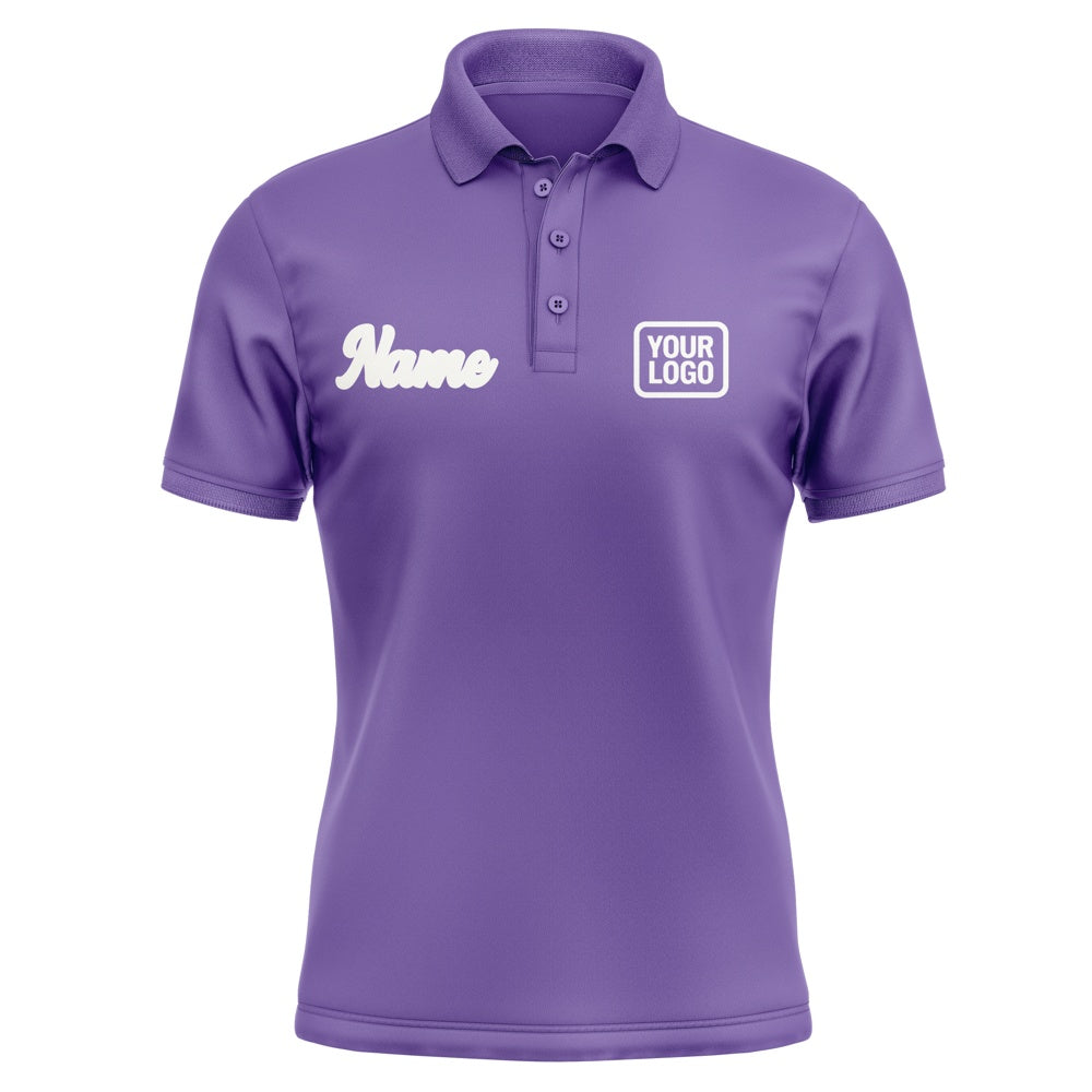 Custom Light Purple White Short-Sleeve Polo Shirt