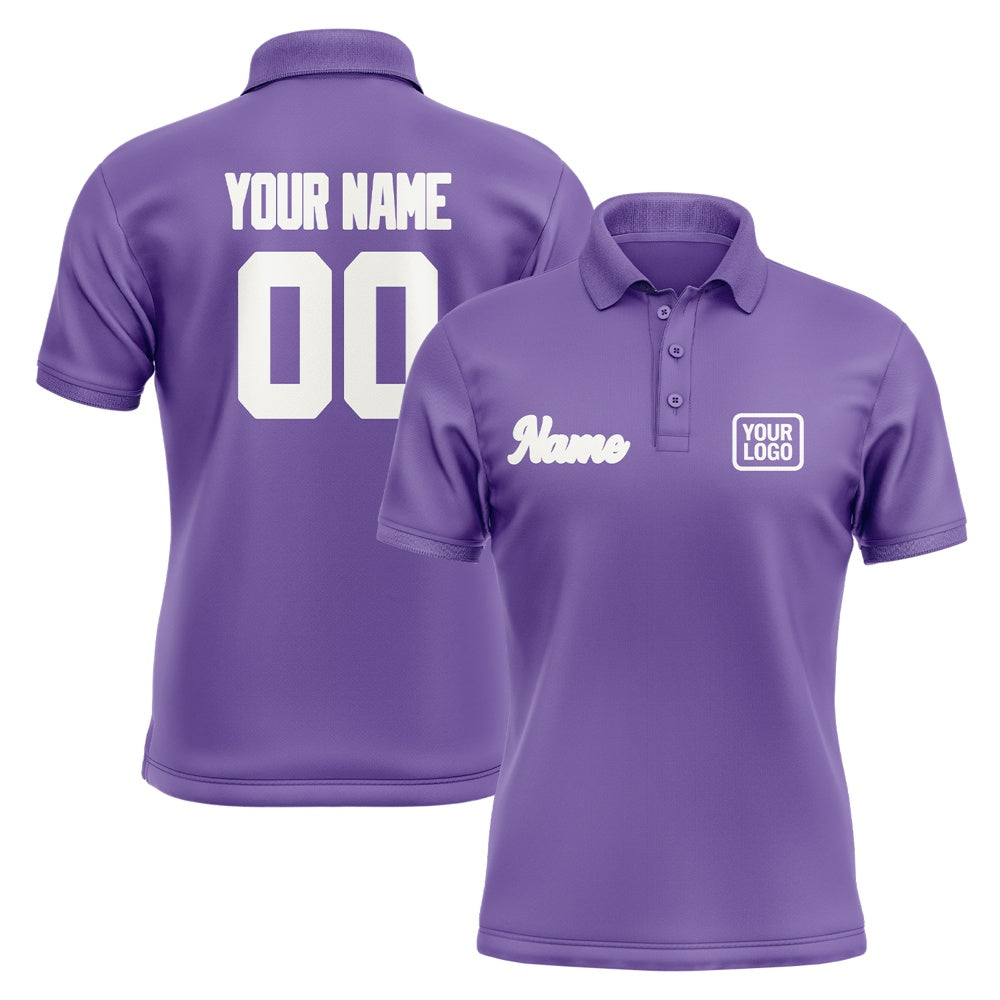 Custom Light Purple White Short-Sleeve Polo Shirt
