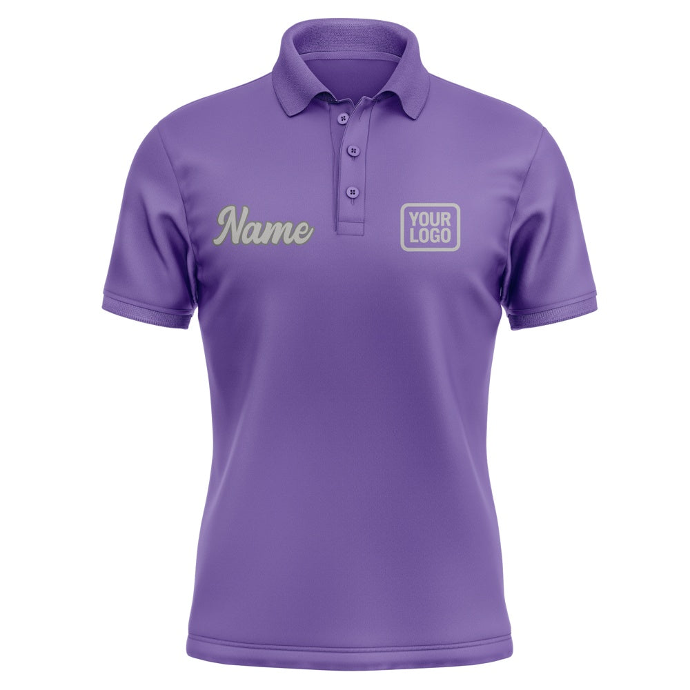 Custom Light Purple Gray Short-Sleeve Polo Shirt