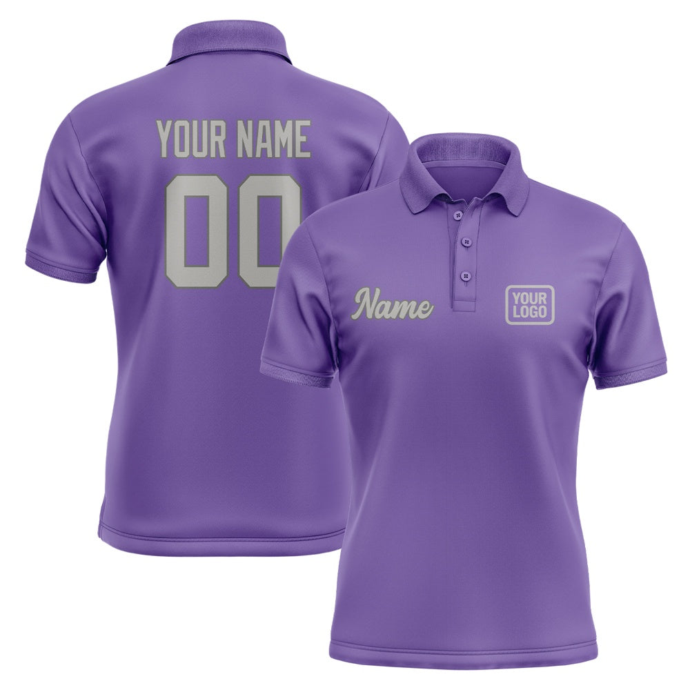 Custom Light Purple Gray Short-Sleeve Polo Shirt