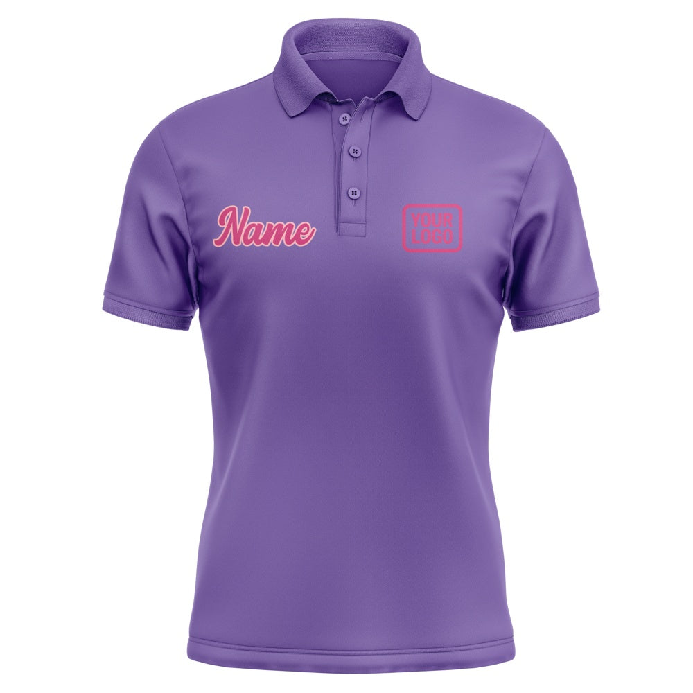 Custom Light Purple Pink Short-Sleeve Polo Shirt