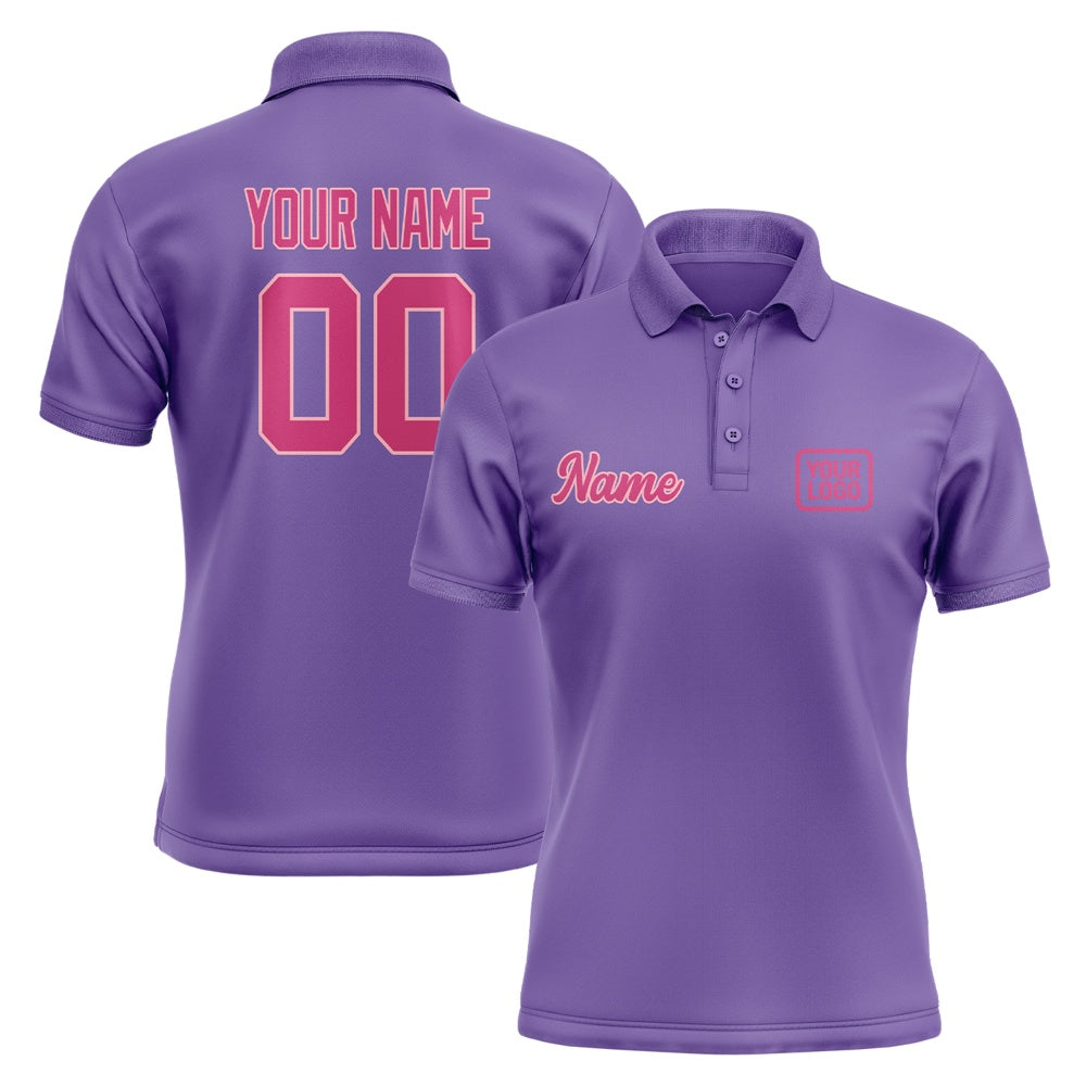 Custom Light Purple Pink Short-Sleeve Polo Shirt