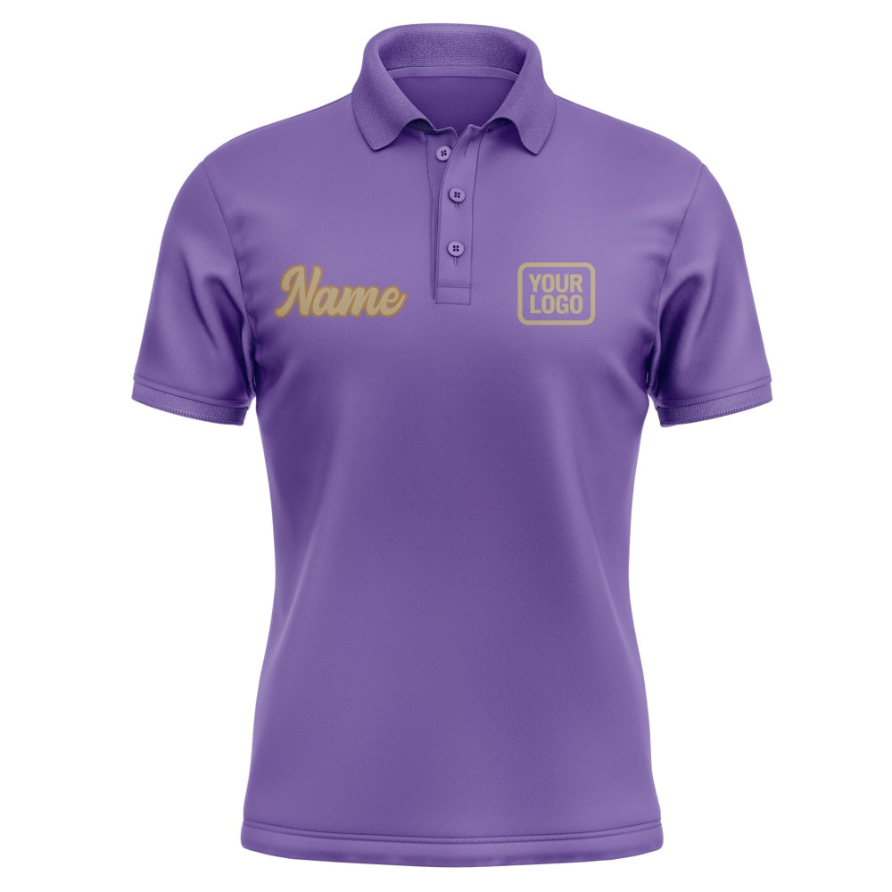 Custom Light Purple Light Khaki Short-Sleeve Polo Shirt