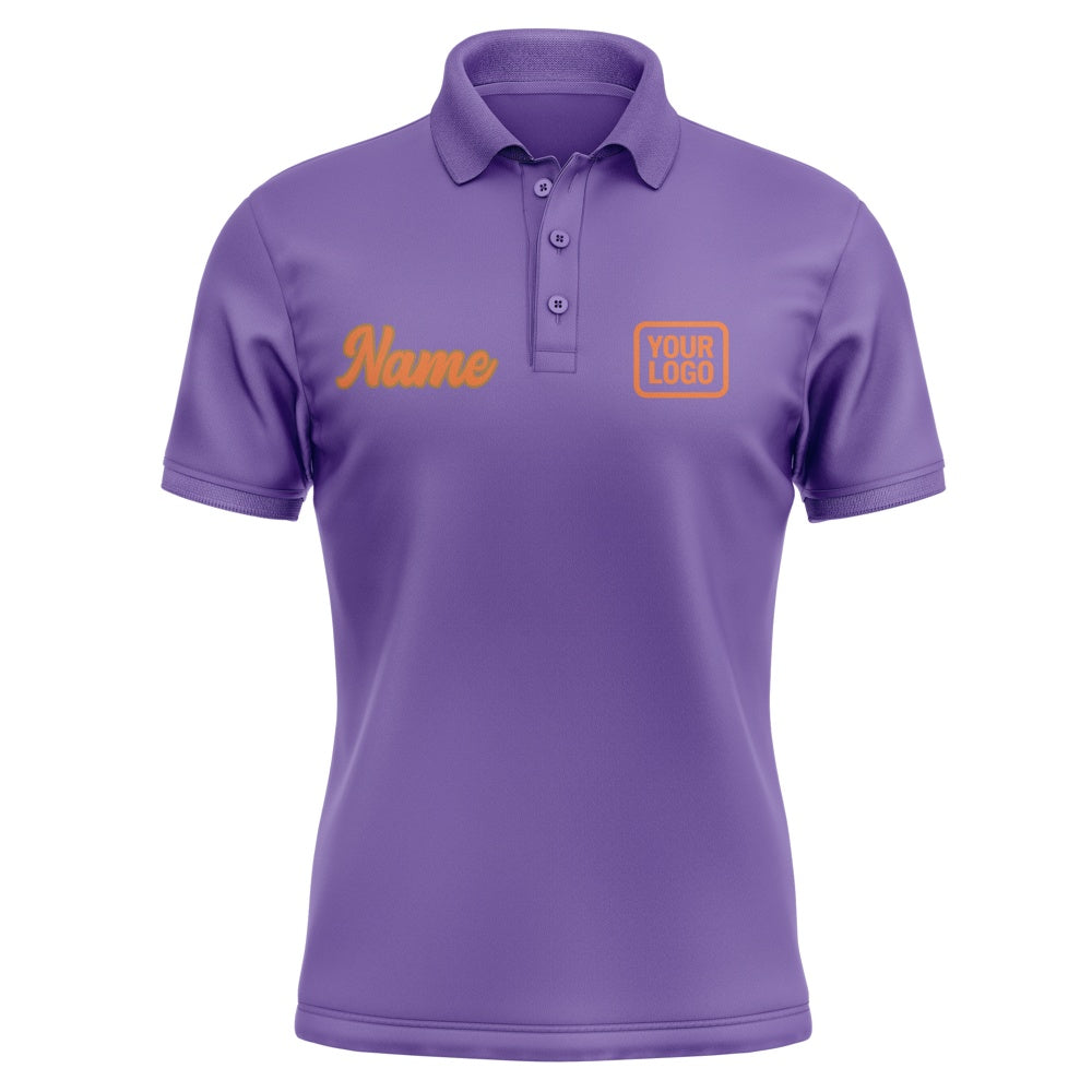Custom Light Purple Orange Short-Sleeve Polo Shirt