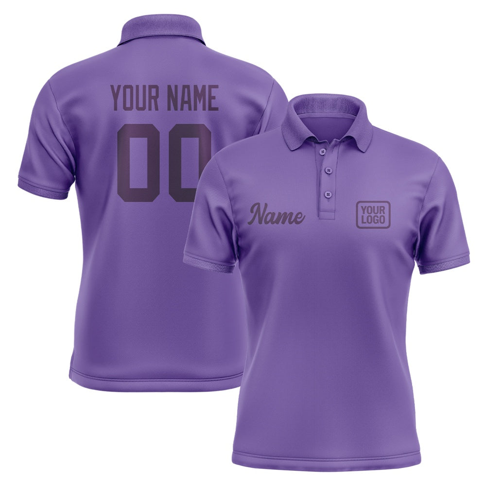 Custom Light Purple Purple Short-Sleeve Polo Shirt