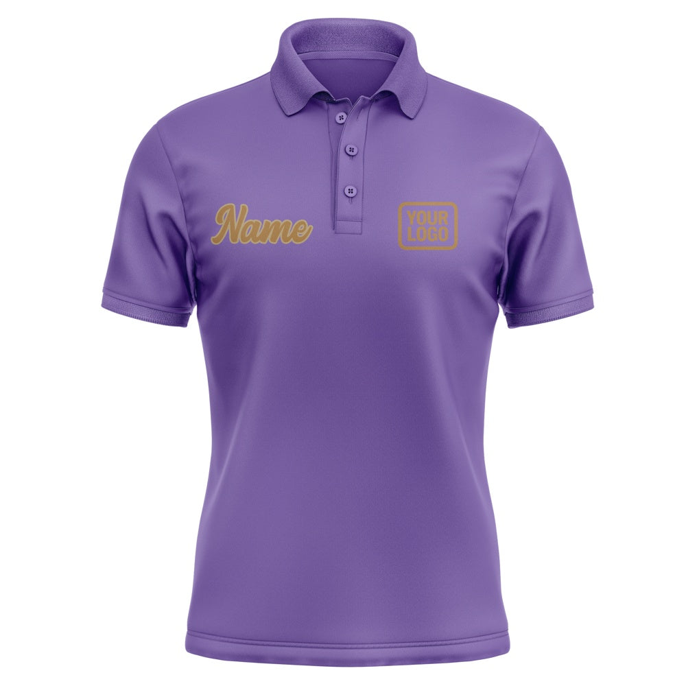 Custom Light Purple Khaki Short-Sleeve Polo Shirt