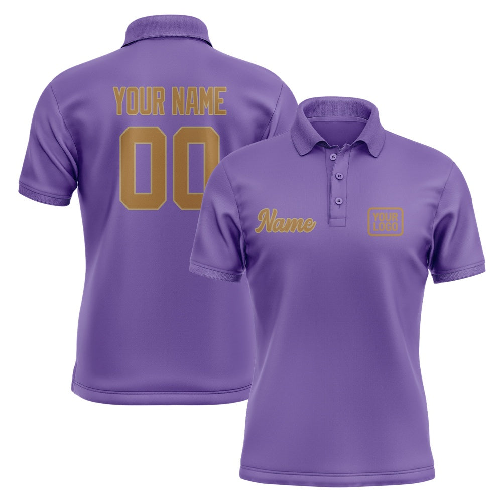 Custom Light Purple Khaki Short-Sleeve Polo Shirt