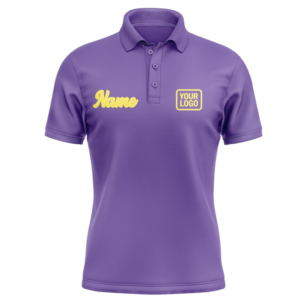 Custom Light Purple Light Yellow Short-Sleeve Polo Shirt