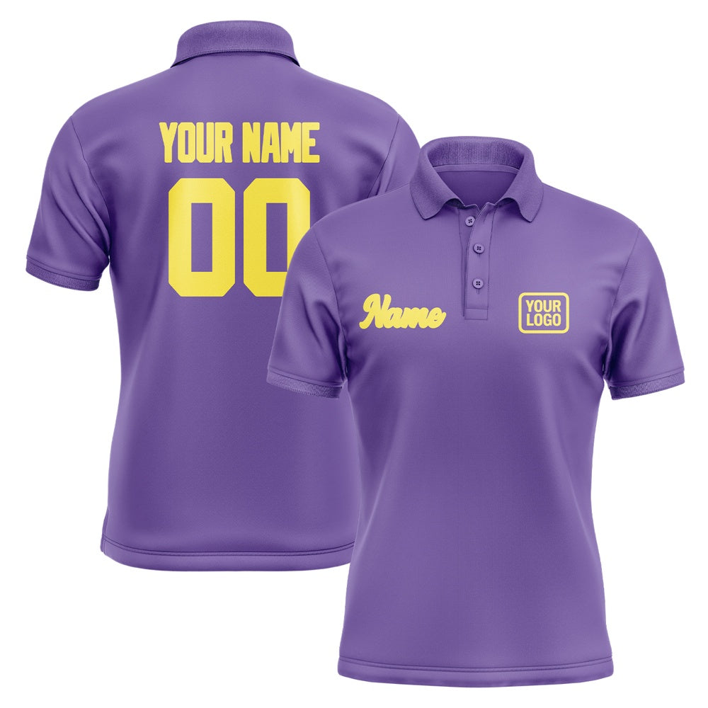 Custom Light Purple Light Yellow Short-Sleeve Polo Shirt