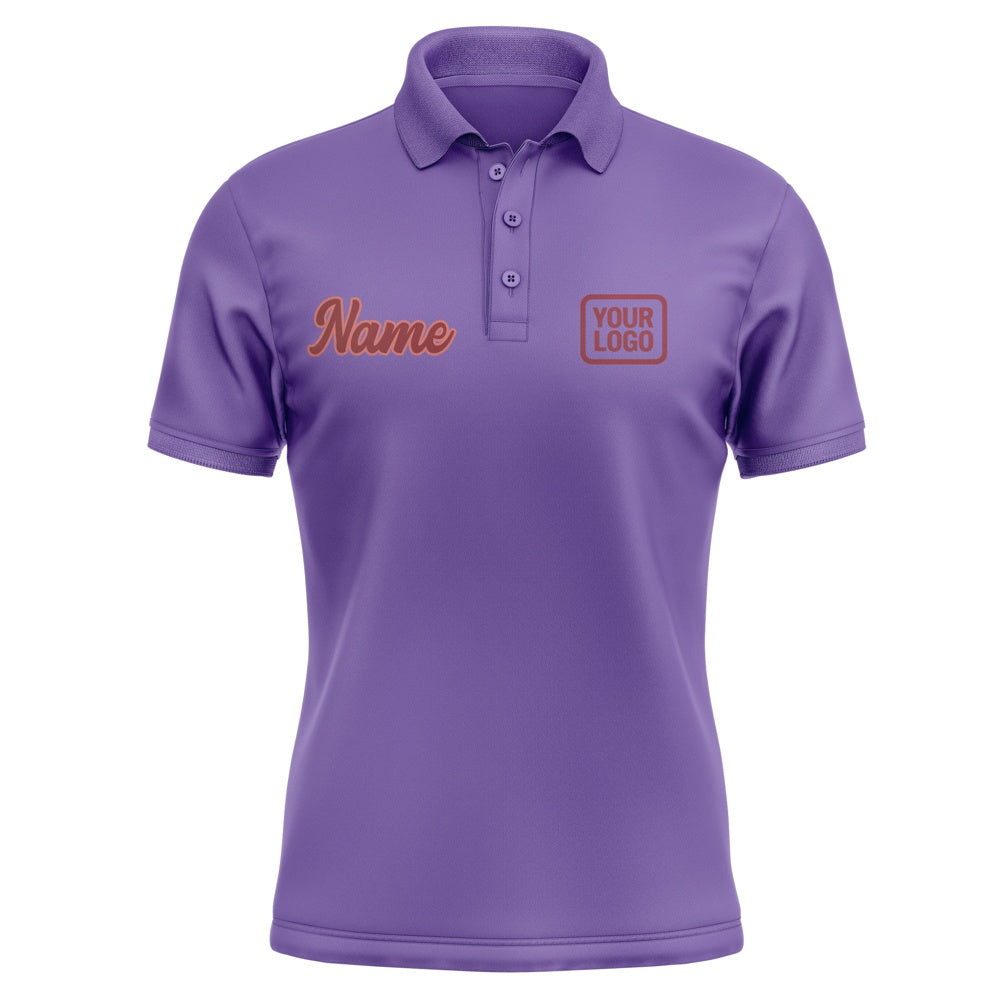 Custom Light Purple Crimson Red Short-Sleeve Polo Shirt