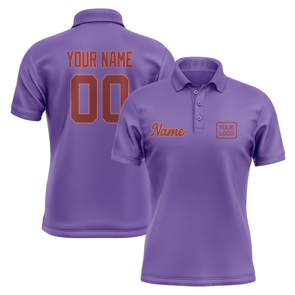 Custom Light Purple Crimson Red Short-Sleeve Polo Shirt