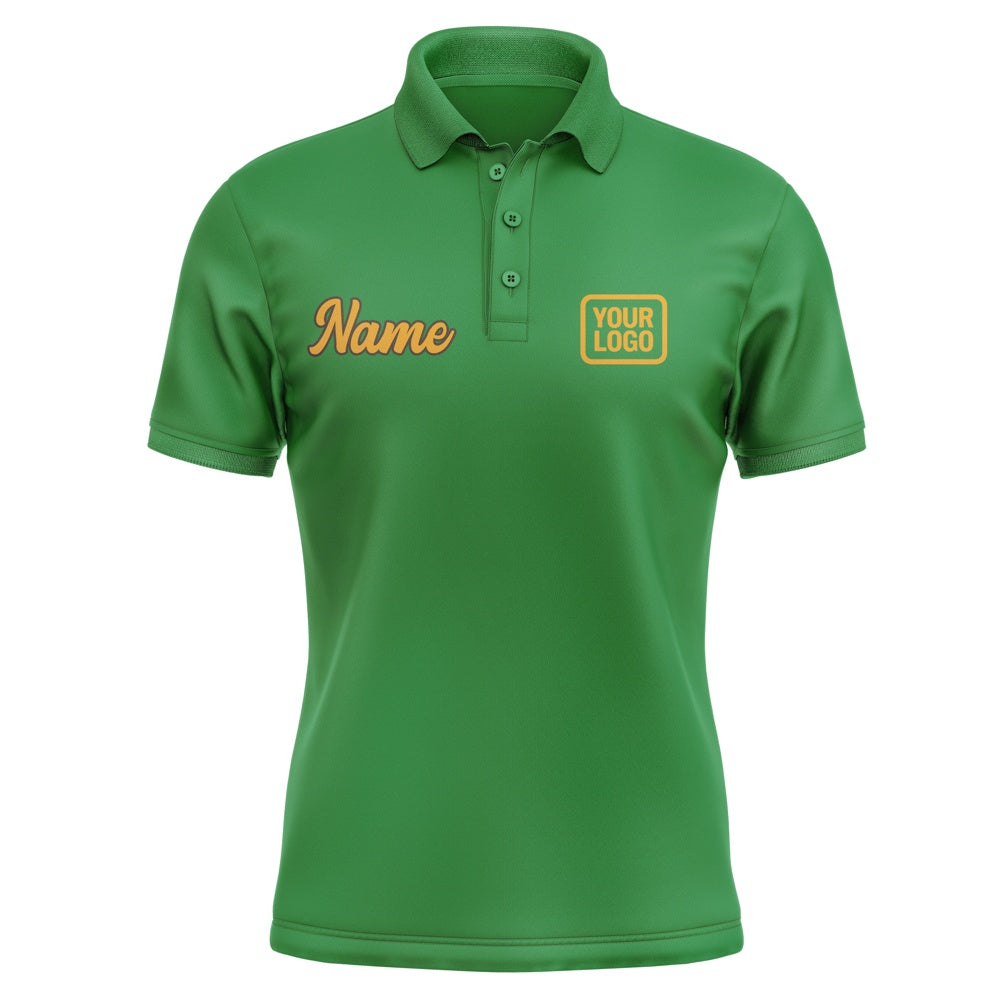 Custom Emerald Green Yellow Short-Sleeve Polo Shirt