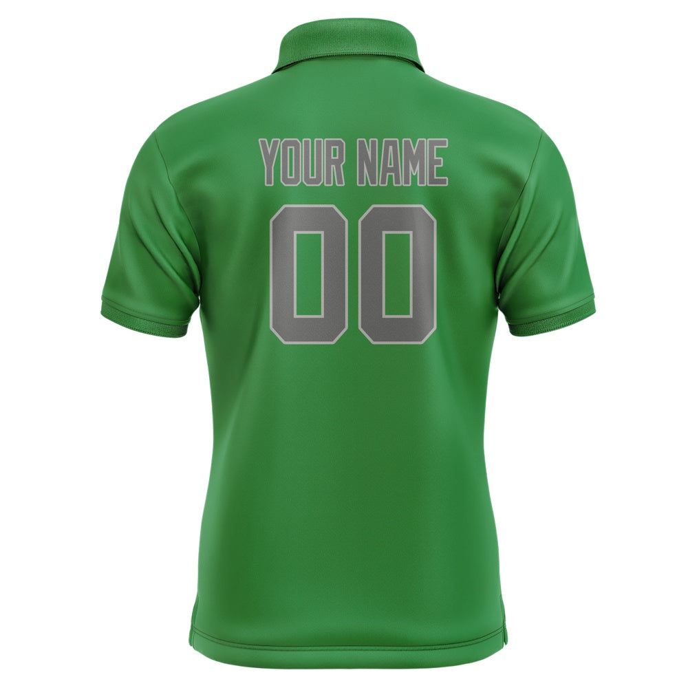 Custom Emerald Green Dark Grey Short-Sleeve Polo Shirt