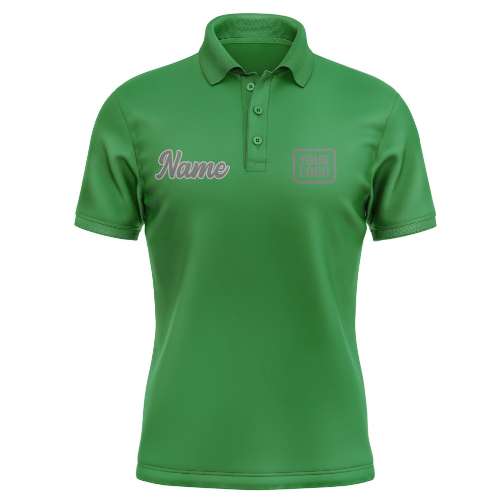 Custom Emerald Green Dark Grey Short-Sleeve Polo Shirt