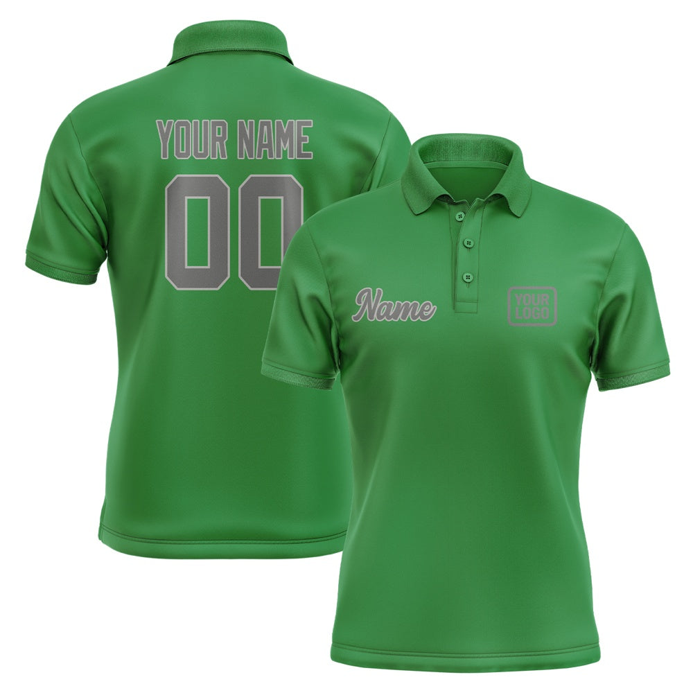 Custom Emerald Green Dark Grey Short-Sleeve Polo Shirt