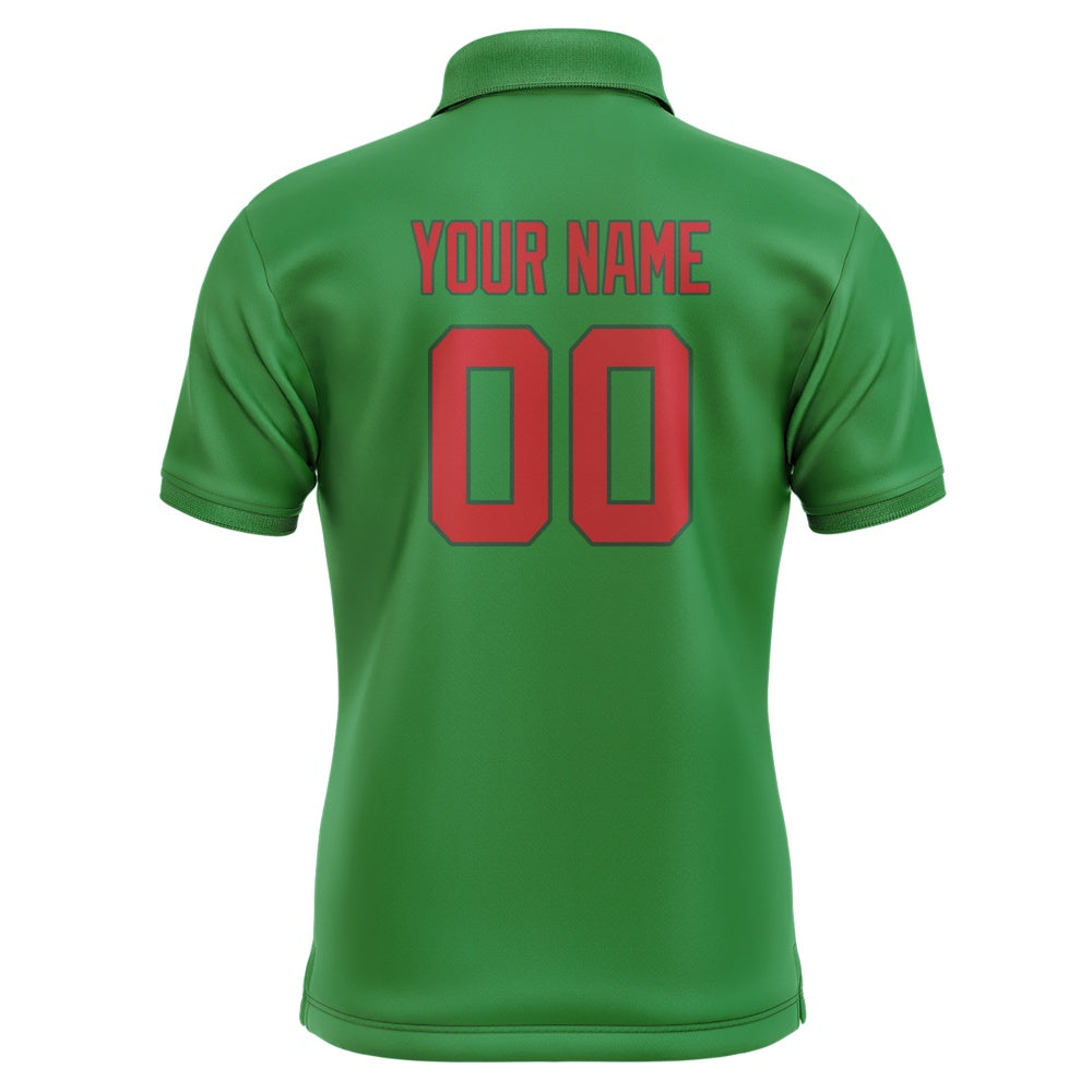 Custom Emerald Green Red Short-Sleeve Polo Shirt