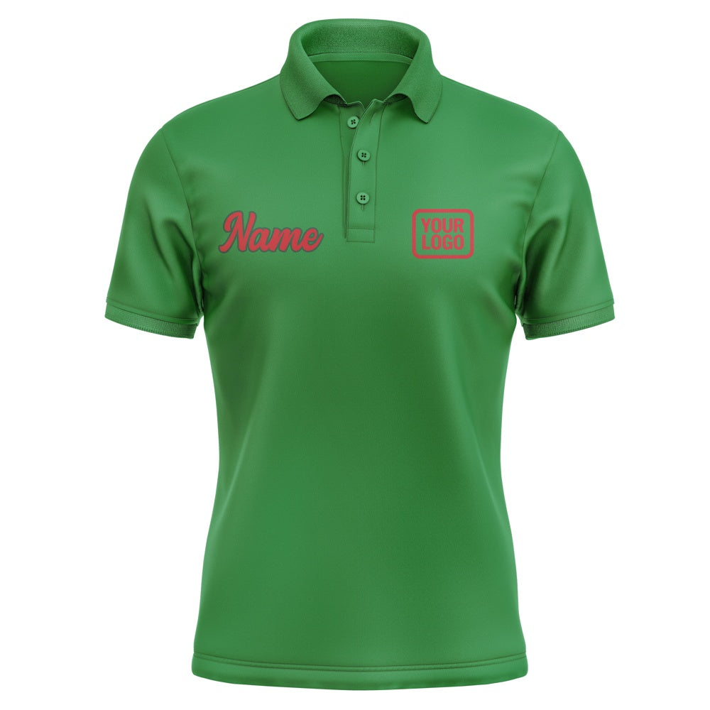 Custom Emerald Green Red Short-Sleeve Polo Shirt