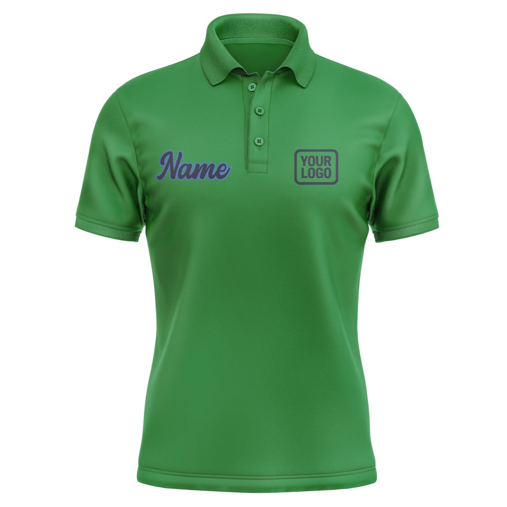 Custom Emerald Green Navy Short-Sleeve Polo Shirt