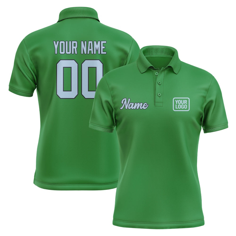 Custom Emerald Green Light Blue Short-Sleeve Polo Shirt