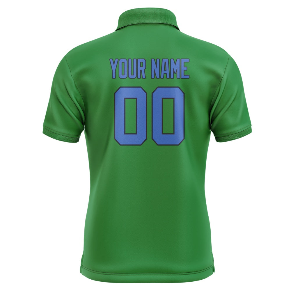 Custom Emerald Green Sky Blue Short-Sleeve Polo Shirt