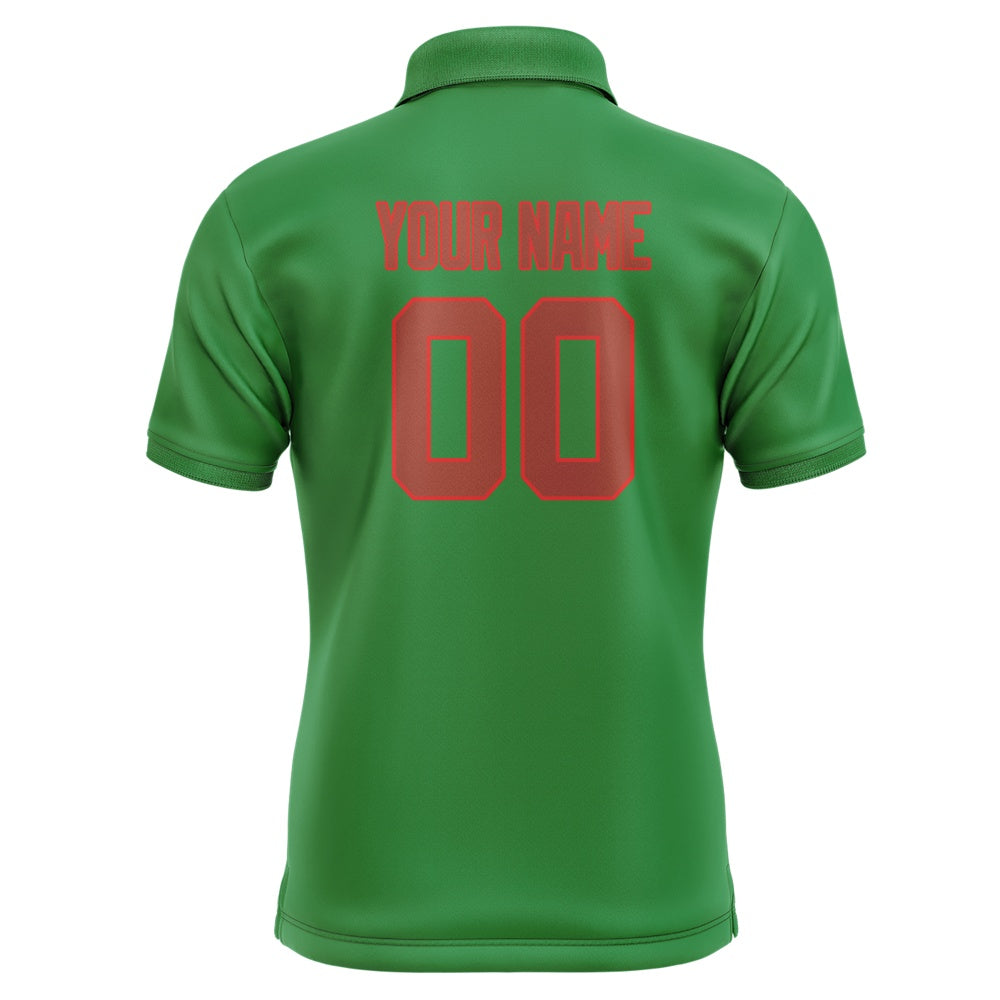 Custom Emerald Green Coral Red Short-Sleeve Polo Shirt