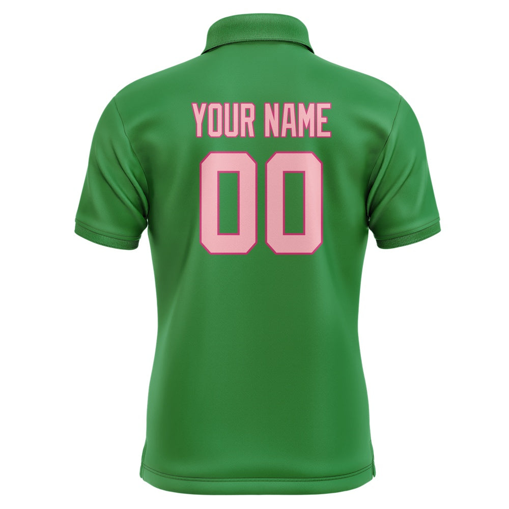 Custom Emerald Green Light Pink Short-Sleeve Polo Shirt