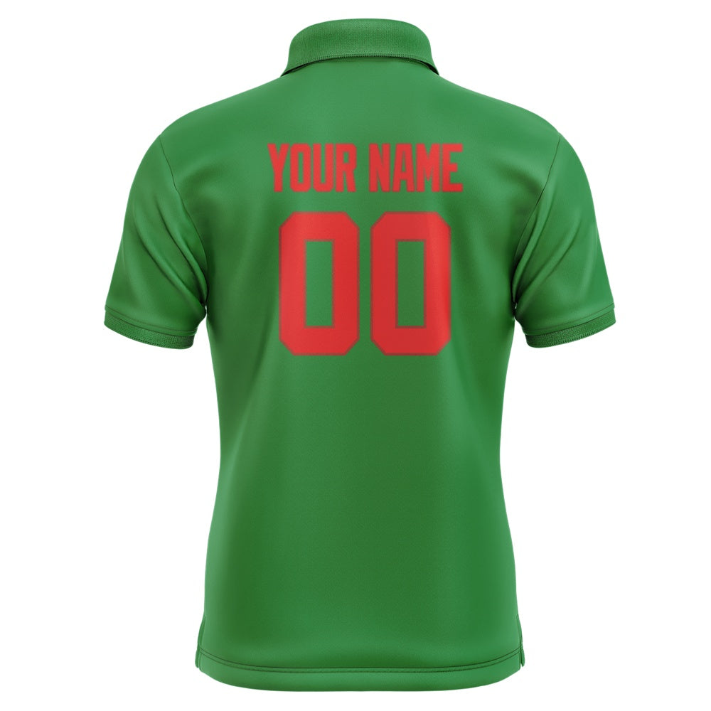 Custom Emerald Green Orange Red Short-Sleeve Polo Shirt