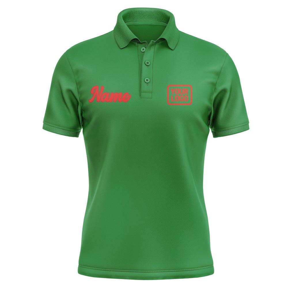 Custom Emerald Green Orange Red Short-Sleeve Polo Shirt